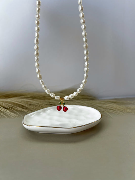 Pearls & Cherry Necklace