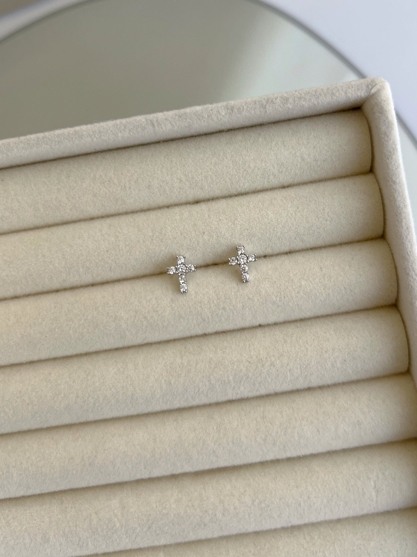 Silver Cross Studs