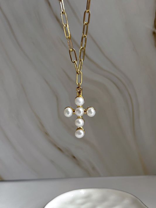 Pearl Cross Necklace